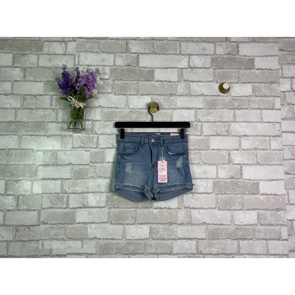 NWT Raw Denim Light Wash Destroyed Shorts